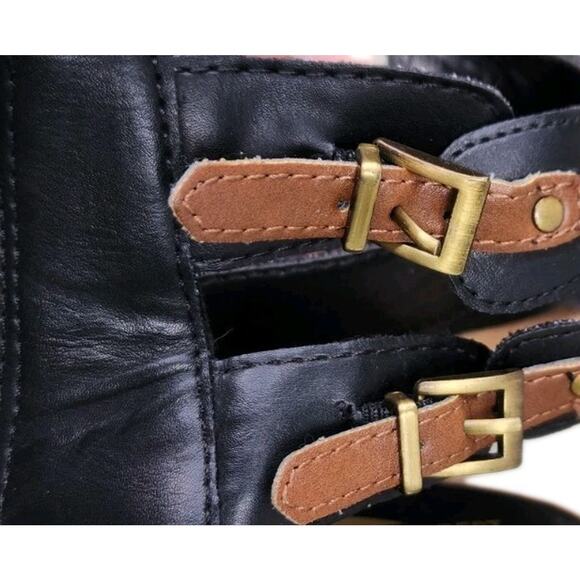 Aerosoles A2 Women's Zenfandel Wedge Sandal Size 8 Black With Brown Buckle - Picture 6 of 13